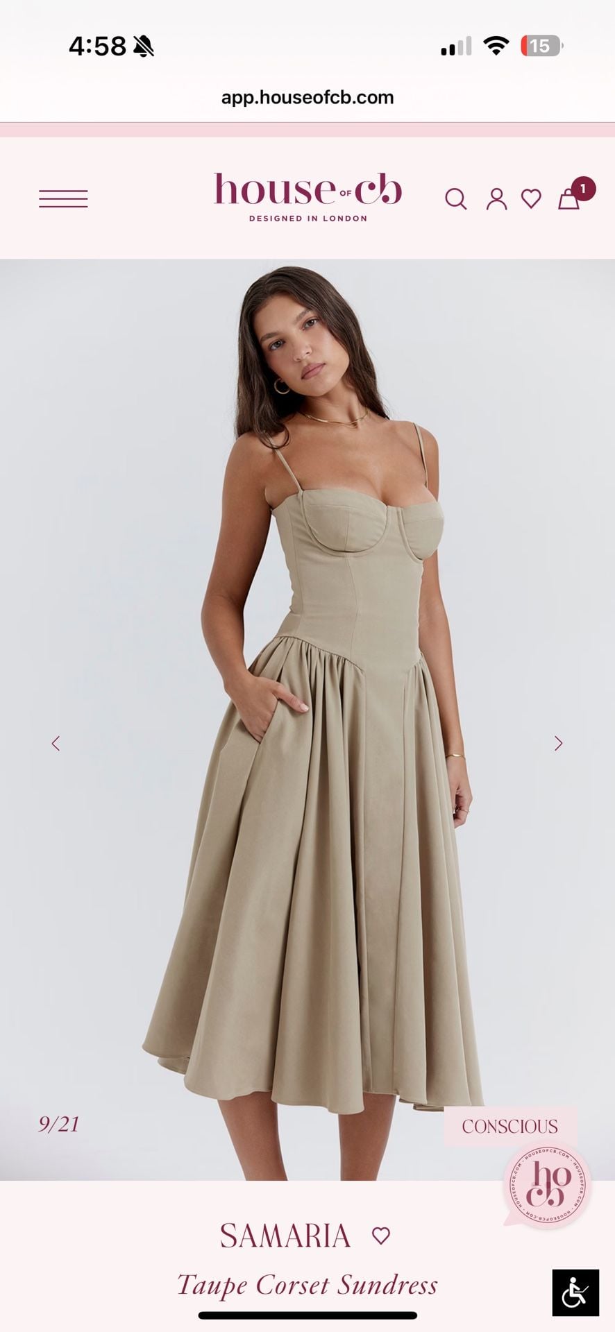 House Of Cb Samaria Taupe Corset Sundress
